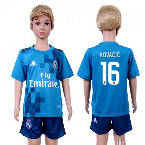 Real Madrid #16 Kovacic Sec Away Kid Soccer Club Jersey - Click Image to Close